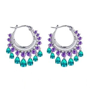 Diamond Zirconia Multicolor Stainless Steel Waterproof Earrings